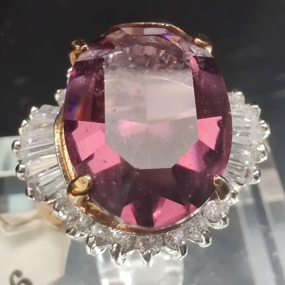 Vtg NOS NWT 80's Art Deco Revival Purple Ring Sz 6